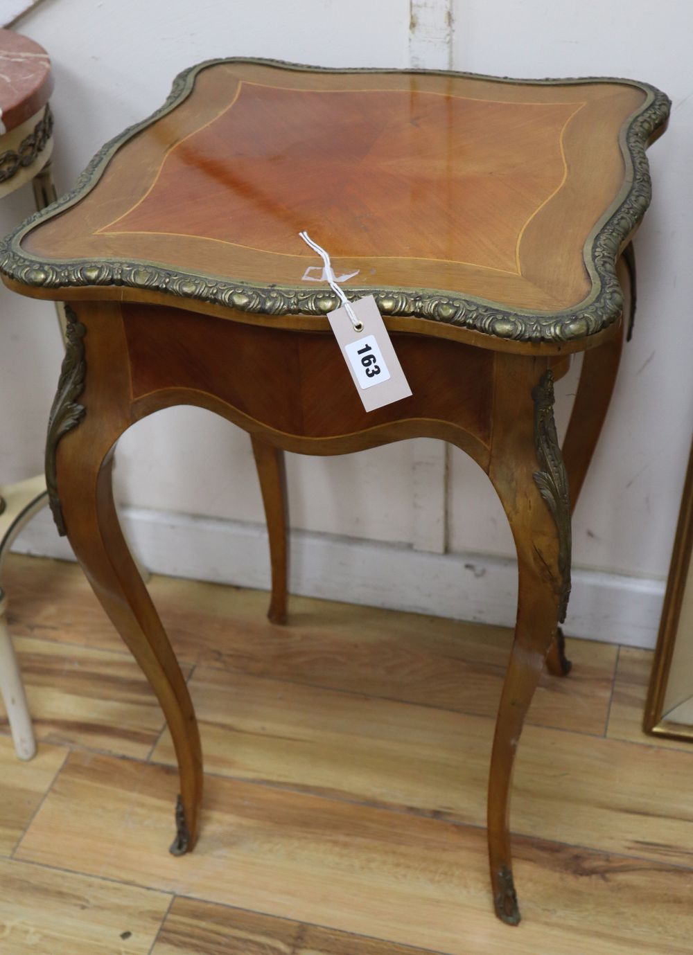 A French gilt metal mounted occasional table, width 45cm